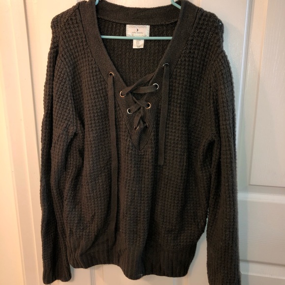 Women’s Dark Green V-Neck Sweater - Picture 1 of 3